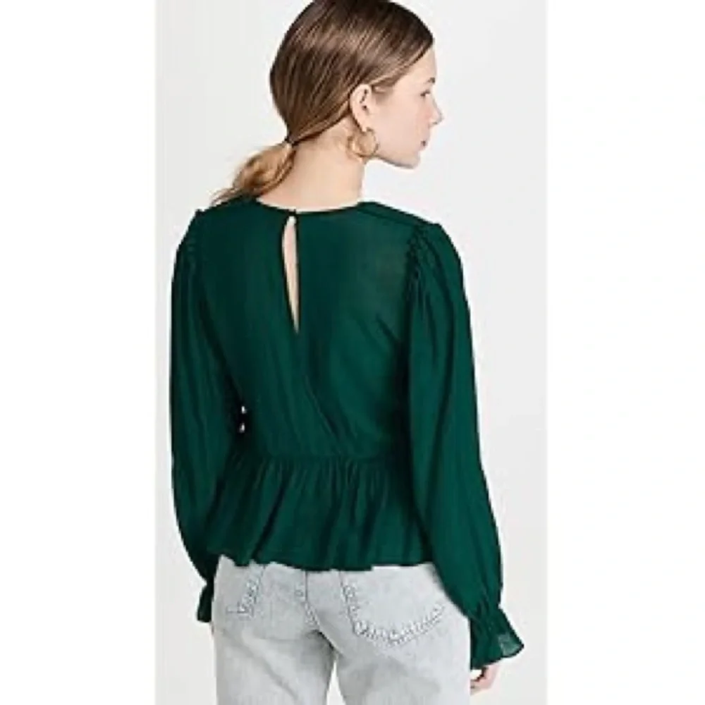 Free People | Daia Ruched Peplum Top in Garden Gem Green Size Small (4-6) - Picture 7 of 11